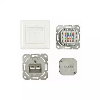 Synergy 21 S216358 - 2 x RJ-45 - 6a - Balta - 80 mm - 80 mm - 5,6 cm