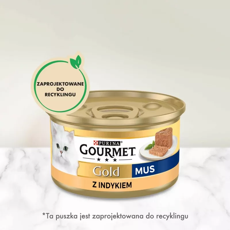 Mitrā kaķu barība Purina Nestlé GOURMET Gold tītara 85 g konserva pieaugušiem kaķiem, liekā svara formula