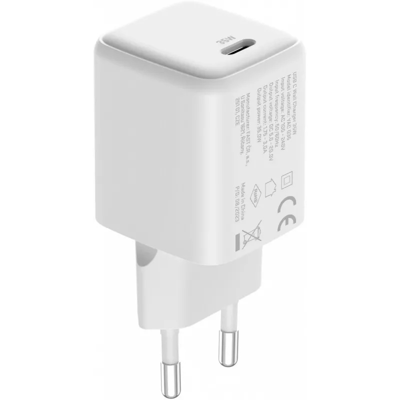 USB C 35W 3A Power Delivery 3.0 QC 3.0 sienas lādētājs balts