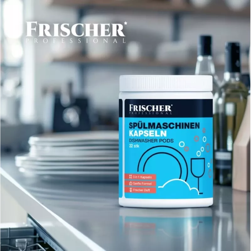 Frischer 3-in-1 trauku mazgājamās mašīnas kapsulas, 22 gab.