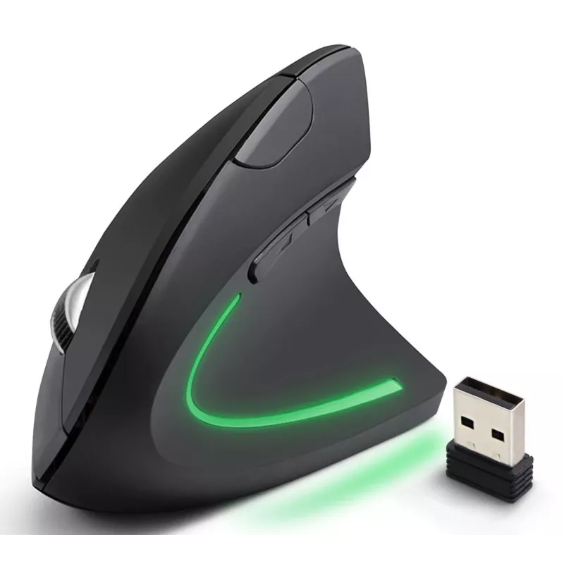 Bezvadu pele ESPERANZA EM133 — ergonomiska labā roka, 1600 DPI, 6 pogas, 2,4 GHz USB nano uztvērējs, 10 m diapazons, melna