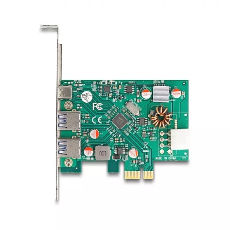DeLOCK PCI Express x1 karte USB Type-C PD 30W 2x USB Type-A 5Gbps