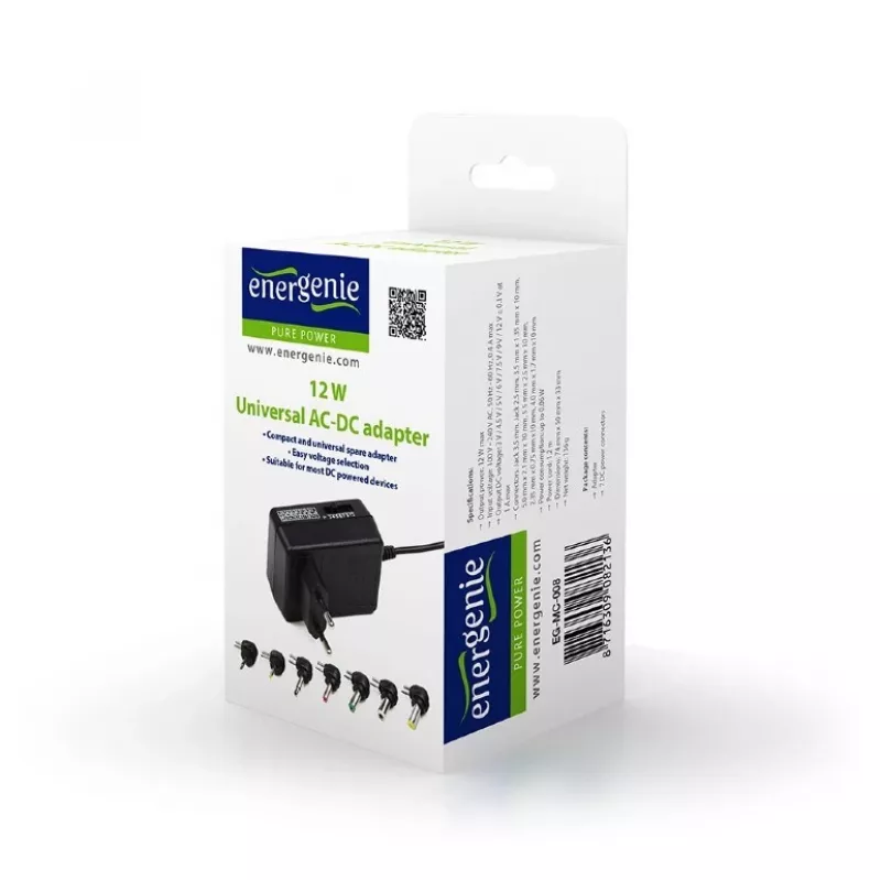 EnerGenie EG-MC-008 Barošanas adapteris/invertors iekštelpām 12 W Melns