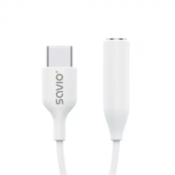USB Type 3.1 C (M) – Jack 3.5mm (F) Audio adapter White SAVIO AK-52