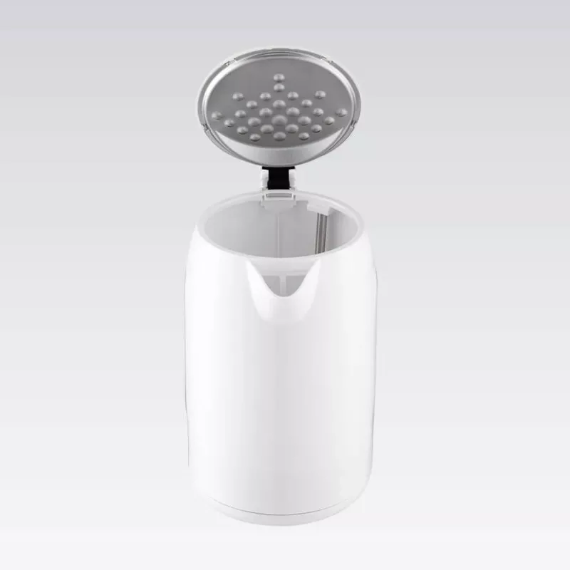 Elektriskā tējkanna Maestro MR-022-balta, 2,2 L, 1850–2200 W, plastmasas korpuss, 360° pamatne, pretkaļķu filtrs, ūdens līmeņa indikators