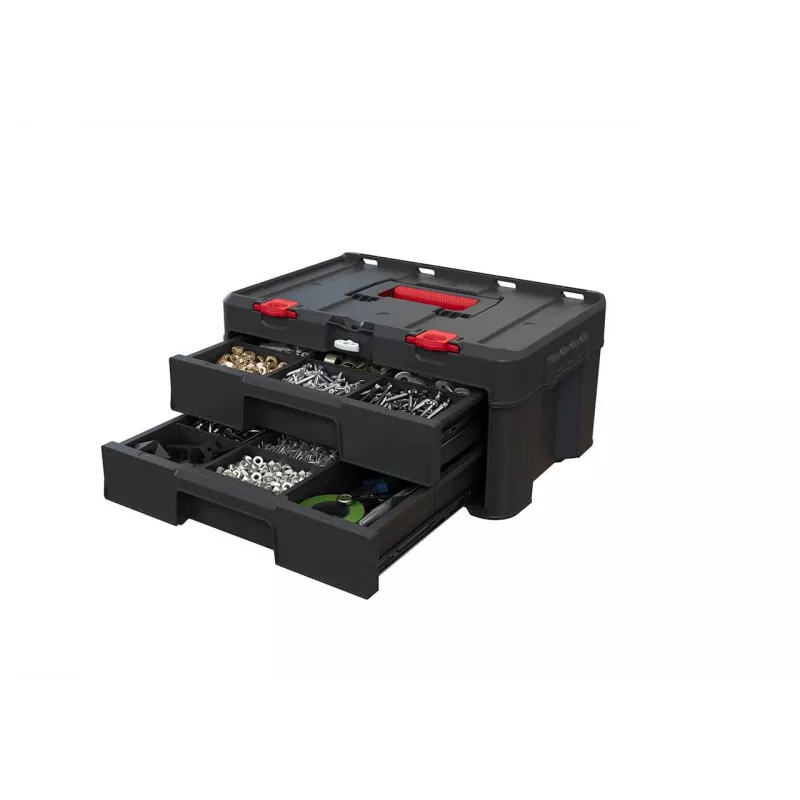 Instrumentu kaste KETER Stack'N'Roll (17210832/253384) 2 atvilktnes Melna