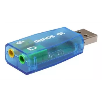USB ārējā skaņas karte Gembird Virtus2 — USB saskarne, 3,5 mm austiņas, zila caurspīdīga