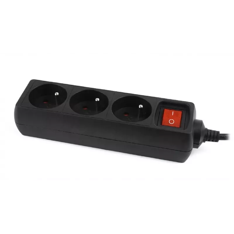 Gembird EG-PSU3F-01 pārsprieguma aizsargs Melns 3 AC kontaktligzdas 230 V 0,6 m