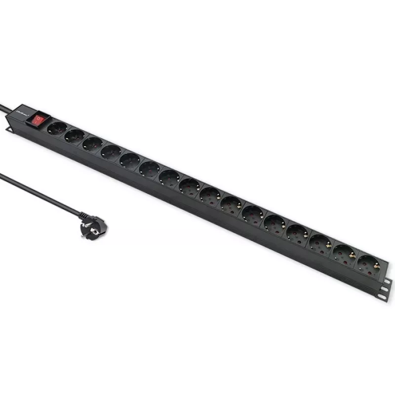 Qoltec Alumīnija PDU RACK | 16A | 16 x Schuko | Vertikāls | 1.8m