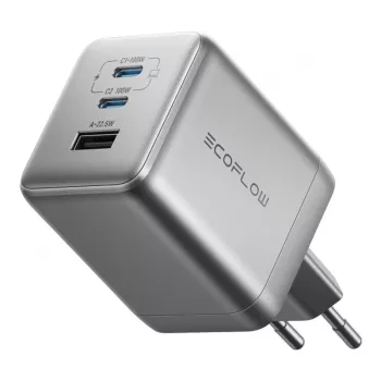 Lādētājs EcoFlow Rapid Pro 100W GaN USB-C 3 porti — 100 W jauda, kompakts dizains