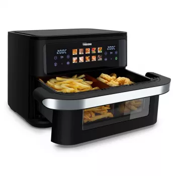 Karstā gaisa fritieris Tristar FR-9078 Double 10 L, 2800 W, skārienjūtīga vadība, LCD, melns/nerūsējošais tērauds