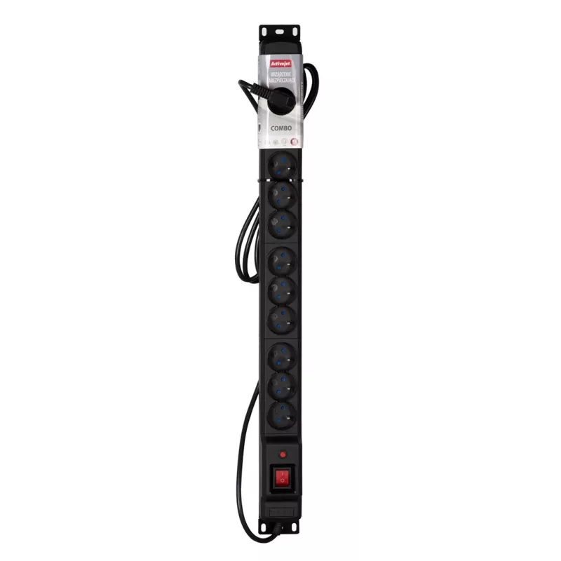 Activejet COMBO 12 ligzdu pagarinātājs 5m melns