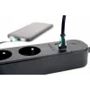 Pagarinātājs GEMBIRD TSL-PS-F4U-02 ar 4 PL ligzdām un USB lādētāju, melns