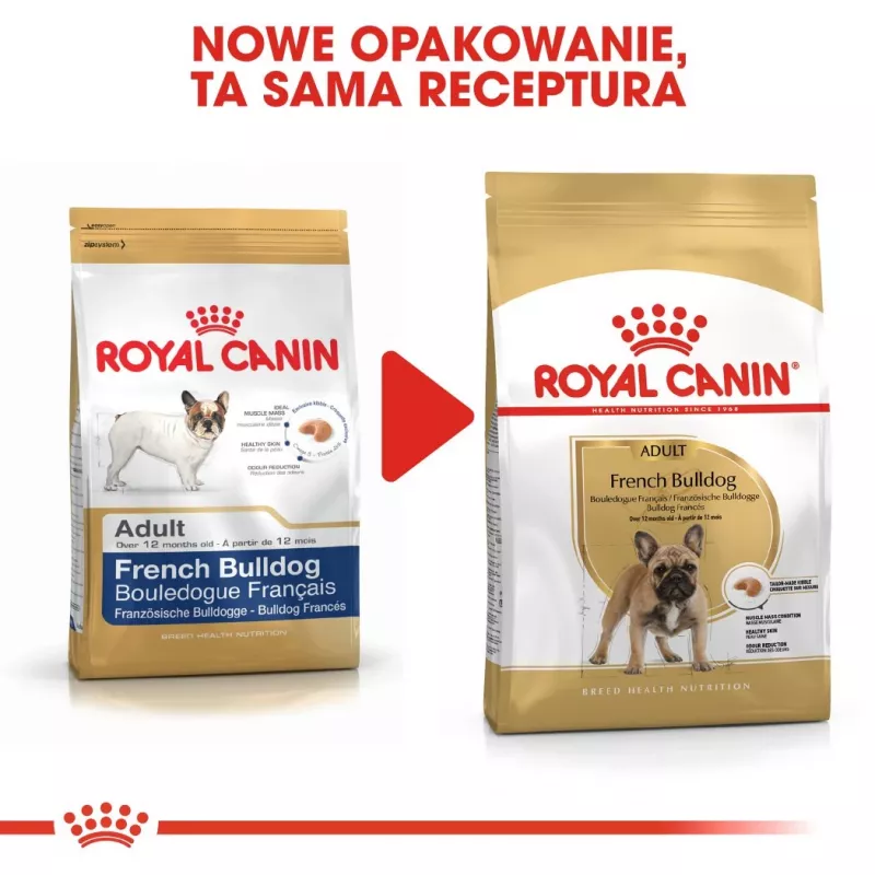 Sausā suņu barība Royal Canin French Bulldog Adult 9 kg — cūkgaļa, 26% olbaltumvielu, 18% tauku