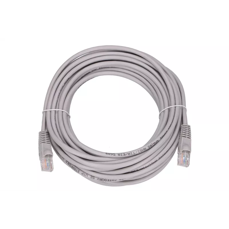 Ethernet ielāpu vads Extralink Cat 5e UTP, 10 m, RJ-45–RJ-45, pelēks