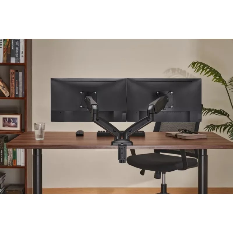 Monitora roka up up Ekonomiskais Interaktīvais Līdzsvara Divkāršais Monitora Roka Matēta Melna VESA 75x75/100x100