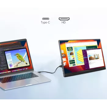 Portatīvais monitors klēpjdatoriem, tālruņiem un konsolēm Extralink Smart Life 14, USB-C/micro-HDMI