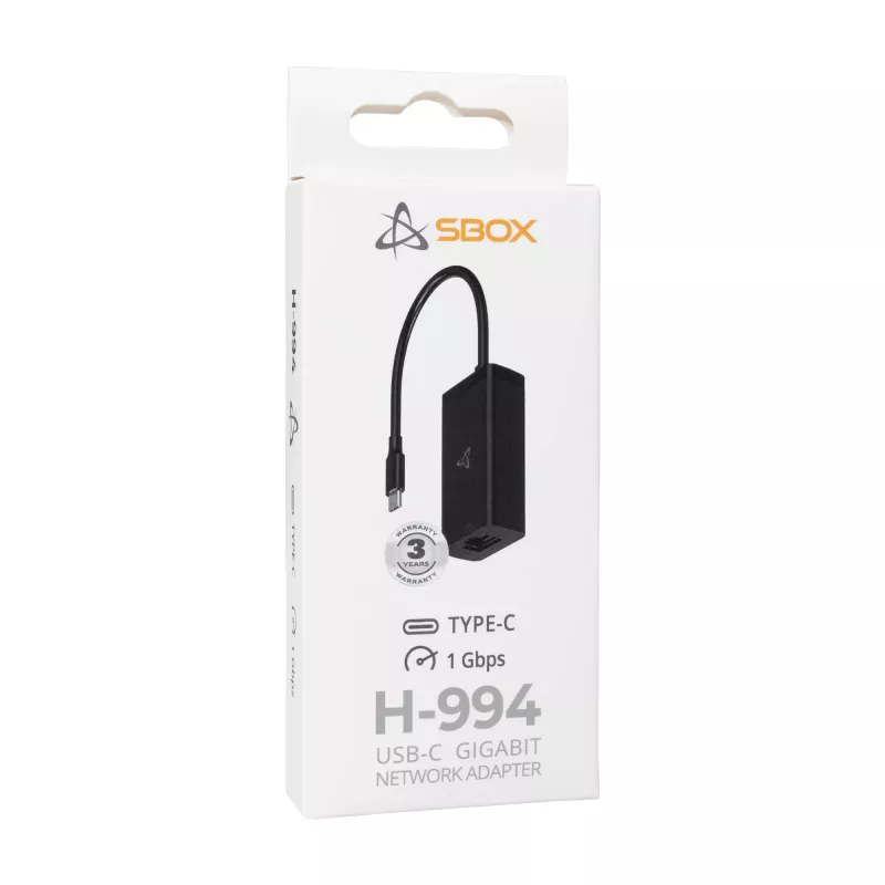 USB-C Gigabit tīkla adapteris SBOX H-994, 1000 Mbps Ethernet, USB-C uz RJ45