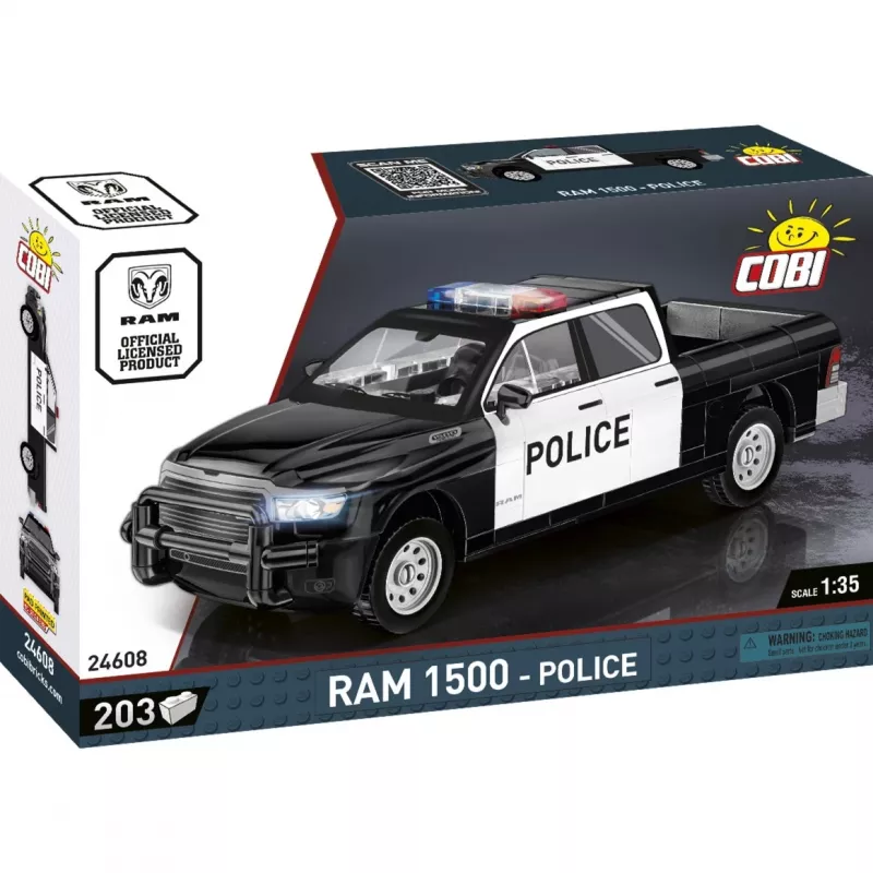 Konstrukcijas rotaļlieta Cobi RAM 1500 Police 24608 2-vienā modelis, ķieģeļu komplekts, pārveidojama konstrukcija