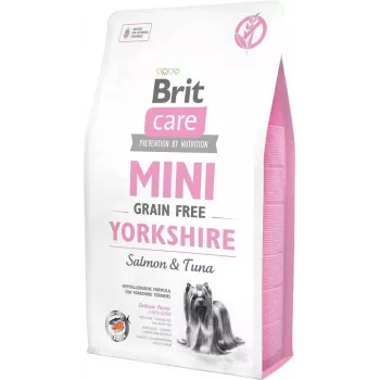 Sausā suņu barība Brit Care Mini Grain Free Yorkshire 2 kg — lasis un tuncis, 30% olbaltumvielu, 19% tauku, bez glutēna un laktozes