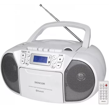 Pārnēsājama stereo sistēma SENCOR SPT 3907 W — 14 W, CD/MP3, Bluetooth 2.1, FM uztvērējs, USB, balta