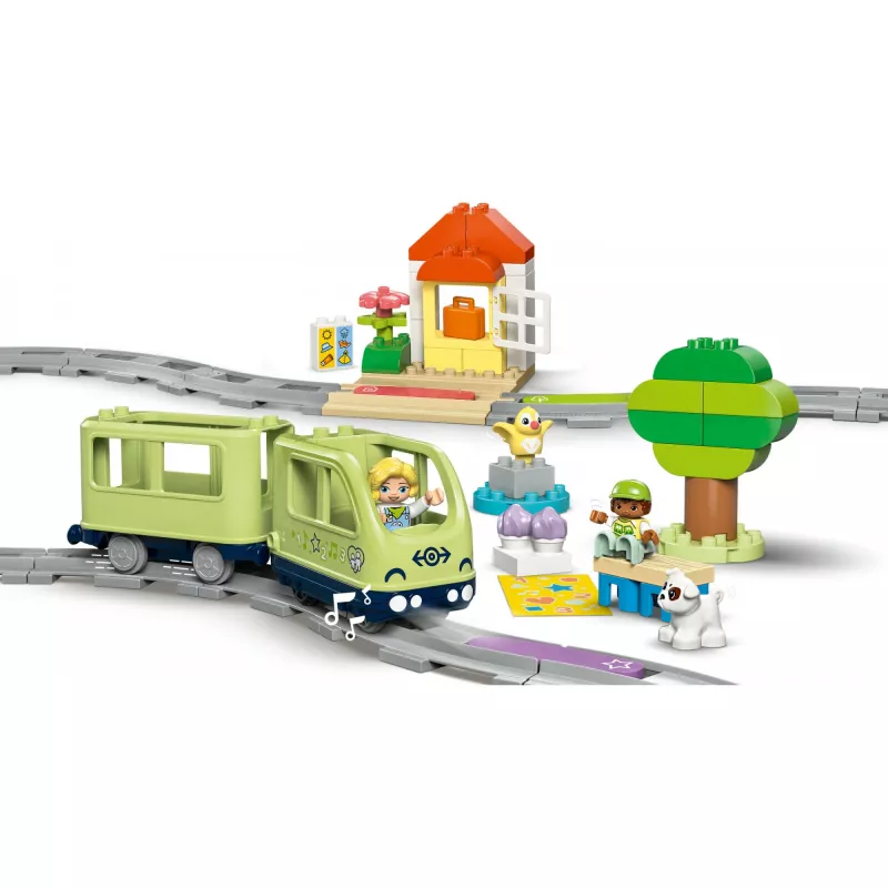 Rotaļu vilciena komplekts LEGO DUPLO Interaktīvais piedzīvojumu dzelzceļš 10427, 57 gab., 2 mini figūriņas, vecumam 2+