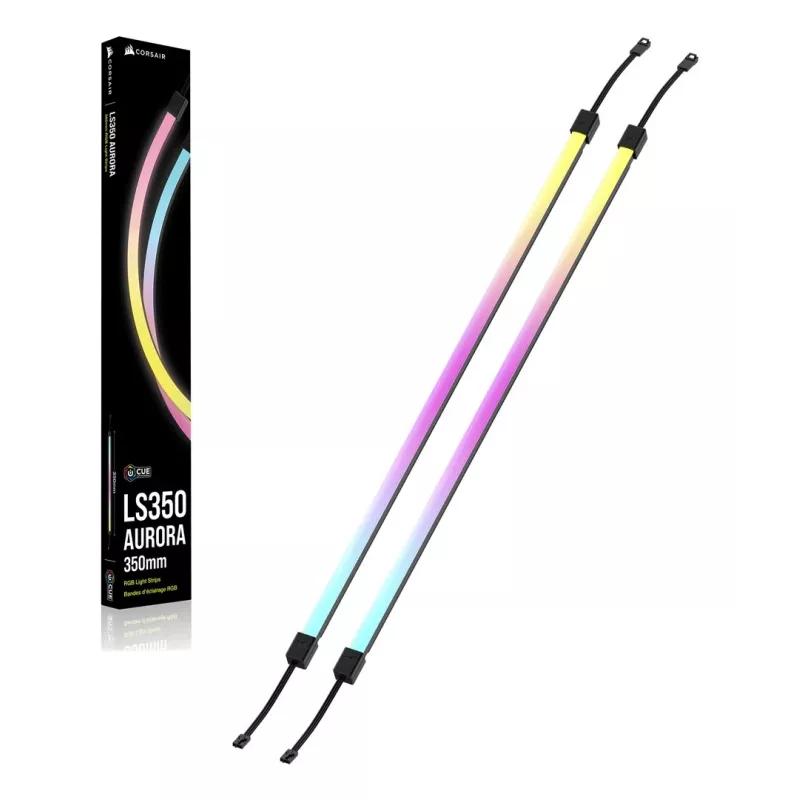 LED lente CORSAIR LS350 Aurora, daudzkrāsu apgaismojums, 350 mm garums, 10 mm platums, 2 gab. iepakojumā