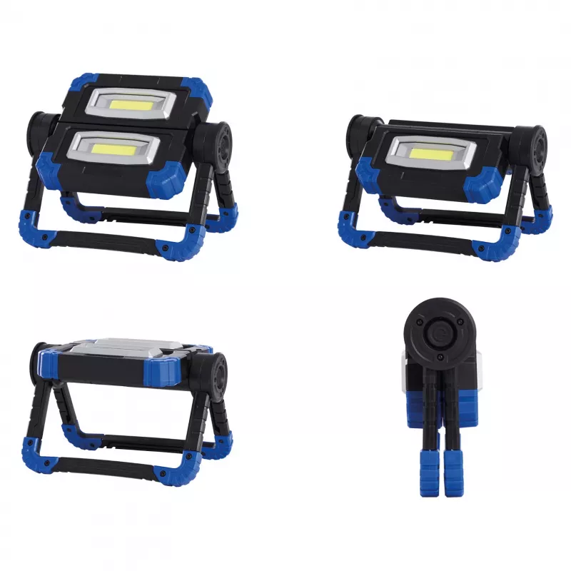Darba gaisma RealPower 463617 prožektors, LED 10 W, 2 spuldzes, baterija AA, IPX2, melna
