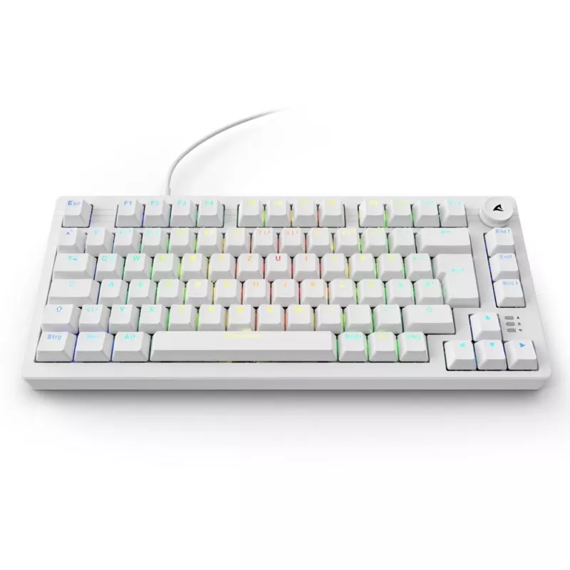 Sharkoon SGK25 75% QWERTZ USB vadu klaviatūra ar RGB LED, balta