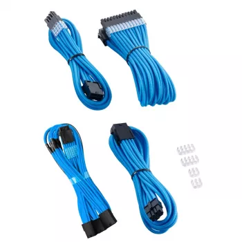 CableMod PRO ModMesh 12VHPWR kabeļa pagarinātāju komplekts — gaiši zils, 3 gab. GPU 12+4 kontaktu pagarinātāji