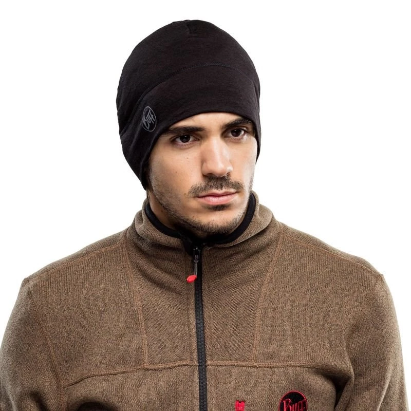 BUFF MERINO LIGHTWEIGHT BEANIE SOLID Melns viena izmēra cepure Standarta