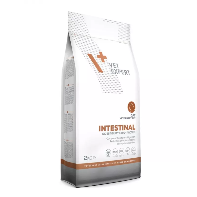 Sausā barība VETEXPERT Veterinary Diet Intestinal kaķiem, 2 kg — mājputnu gaļas, 38% proteīna, 20% tauku, bez lipekļa un sojas