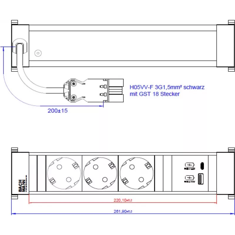 Bachmann 916.502 strāvas adapteris, melns