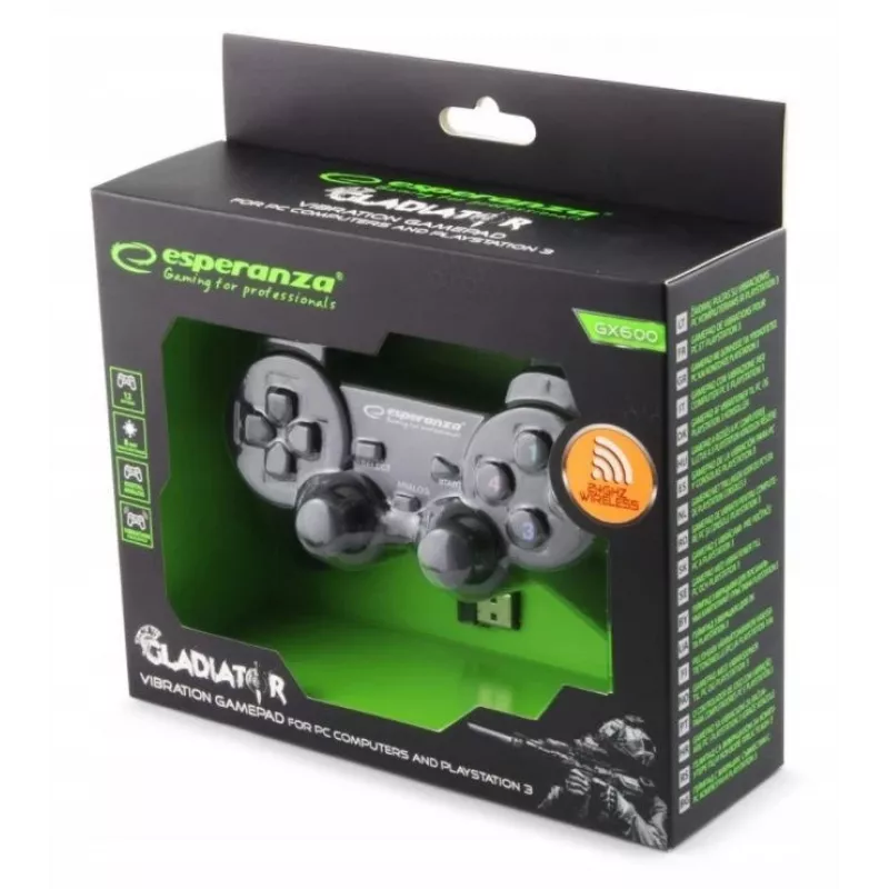 Esperanza EGG108K spēļu kontrolieris, melns, USB 2.0, spēļu pults, analogais / ciparu, PC, PlayStation 3