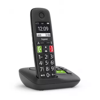 Gigaset E290A Analog/DECT tālrunis ar zvanītāja ID, melns