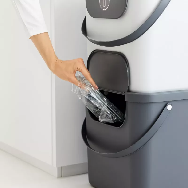 Rotho Albula četrstūraina plastmasas atkritumu tvertne 40 L, antracīta, tehnopolimērs, 400×358×340 mm