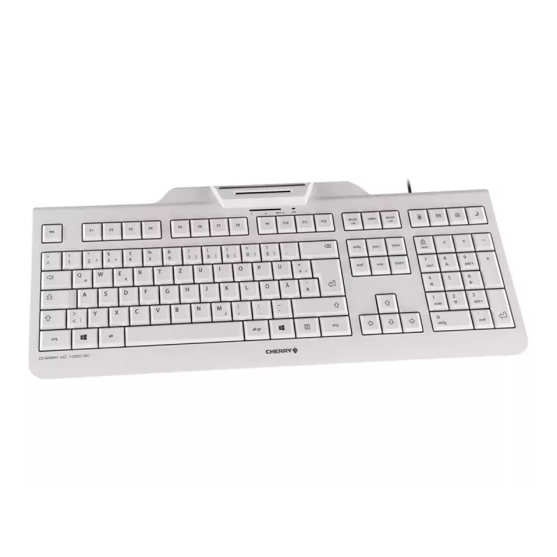 CHERRY KC 1000 SC viedkaršu tastatūra ar vadu, gaiši pelēka, USB, QWERTY, UK