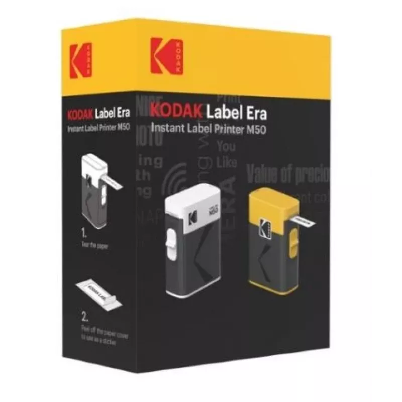 Etiķešu printeris Kodak Label ERA M50 Bluetooth 14 mm etiķetēm ar dzeltenu rulli