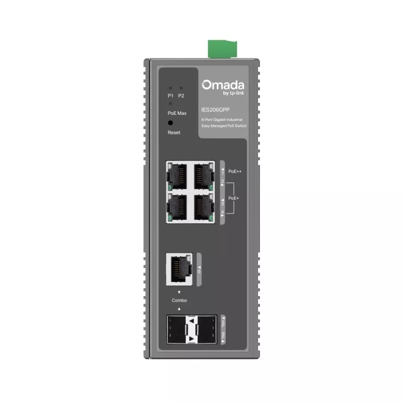 TP-Link IES206GPP tīkla komutators pārvaldāms Gigabit Ethernet (10/100/1000) Power over Ethernet (PoE) melns