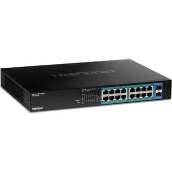 TRENDnet TPE TG182 - Slēdzis - 16 x 10/100/1000 (PoE+) + 2 x SFP - uzstādāms statīvā - PoE+ (240 W)