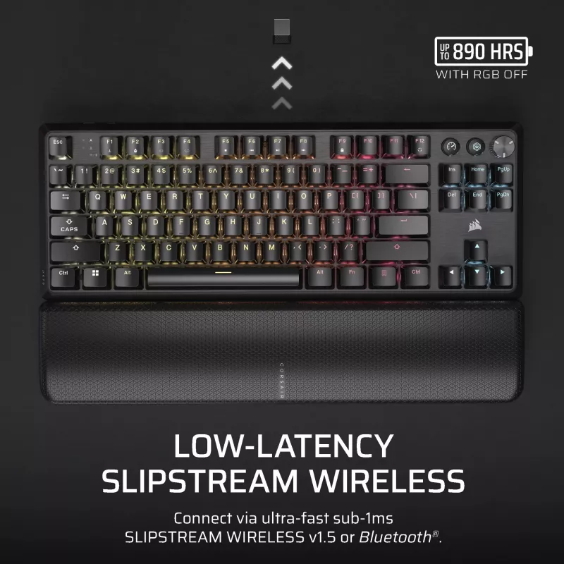 Corsair K70 CORE TKL tastatūra spēlēm USB + RF bezvadu + Bluetooth QWERTZ vācu melna