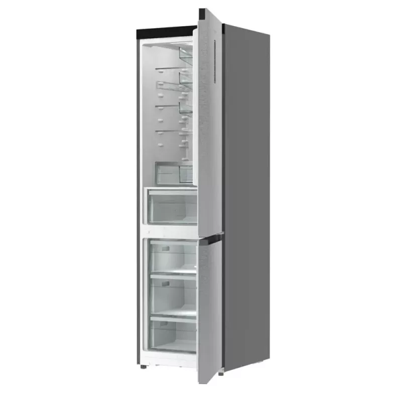 Ledusskapis ar saldētavu Gorenje NRB620E61X4WFE, brīvstāvošs, nerūsējošais tērauds, kopējā ietilpība 413 L, saldētava apakšā 130 L, NoFrost, LED displejs