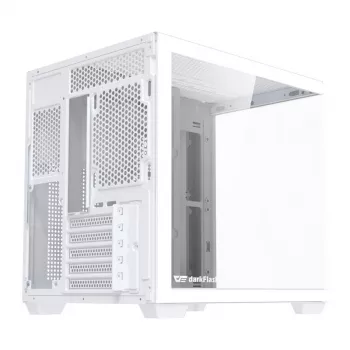 Datorkorpuss DarkFlash B275 (balts) mid-tower ATX saderīgs, priekšējie I/O, rūdīts stikls