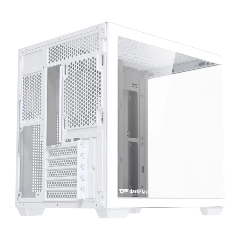 Datorkorpuss DarkFlash B275 (balts) mid-tower ATX saderīgs, priekšējie I/O, rūdīts stikls