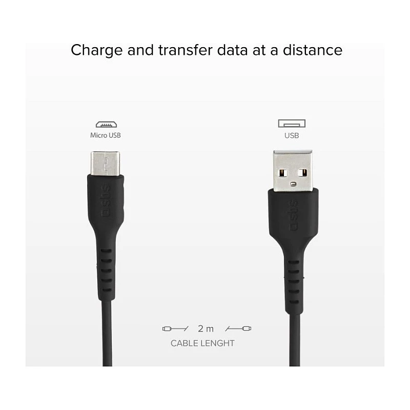 SBS TECABLEMICRO2K 2m USB A Micro-USB B vīrišķais vīrišķais melns USB kabelis (TEKabelMICRO2K)
