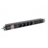 Strāvas sadales bloks LANBERG PDU-04E04I-0200-BK — 4× C13 ligzdas, 16 A, 220–250 V, 2 m kabelis, 1U horizontāls, melns