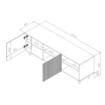 Cama RTV skapis PAFOS 150x42x52 balts matēts