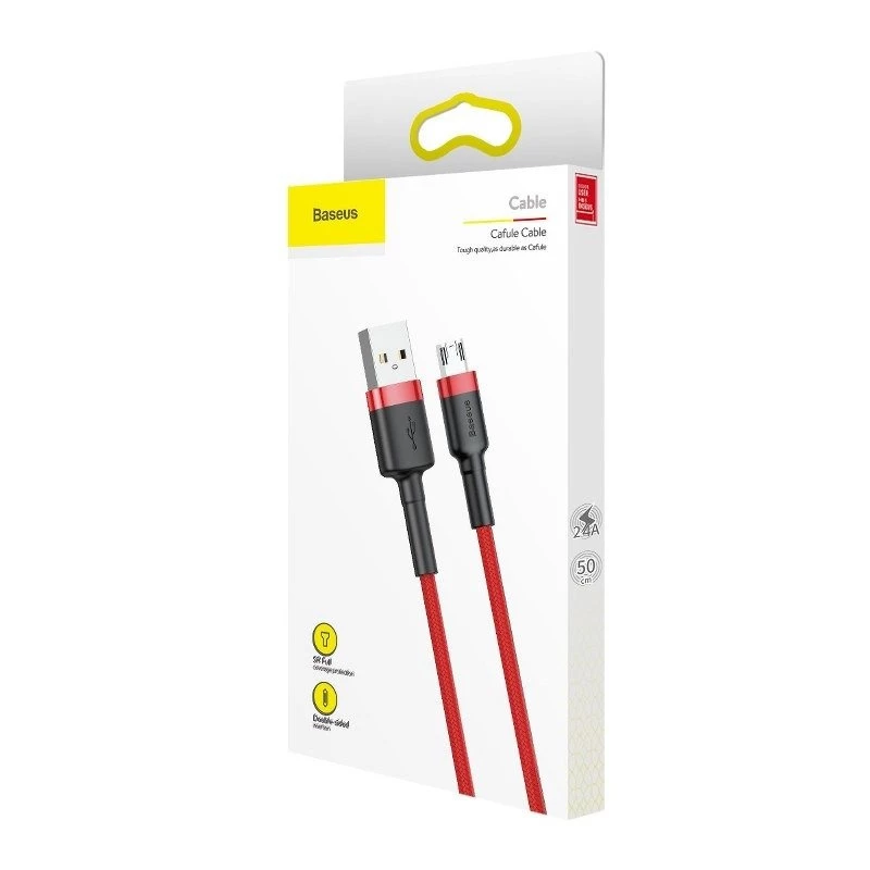 USB kabelis Baseus CAMKLF-C09 2m USB A Micro-USB B sarkans