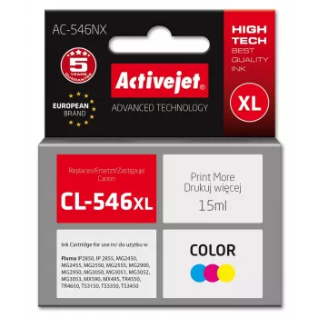 Activejet AC-546NX printera tinte priekš Canon, aizstājējs Canon CL-546XL; Supreme; 15 ml; krāsaina, ciāna, fuksīna, dzeltena