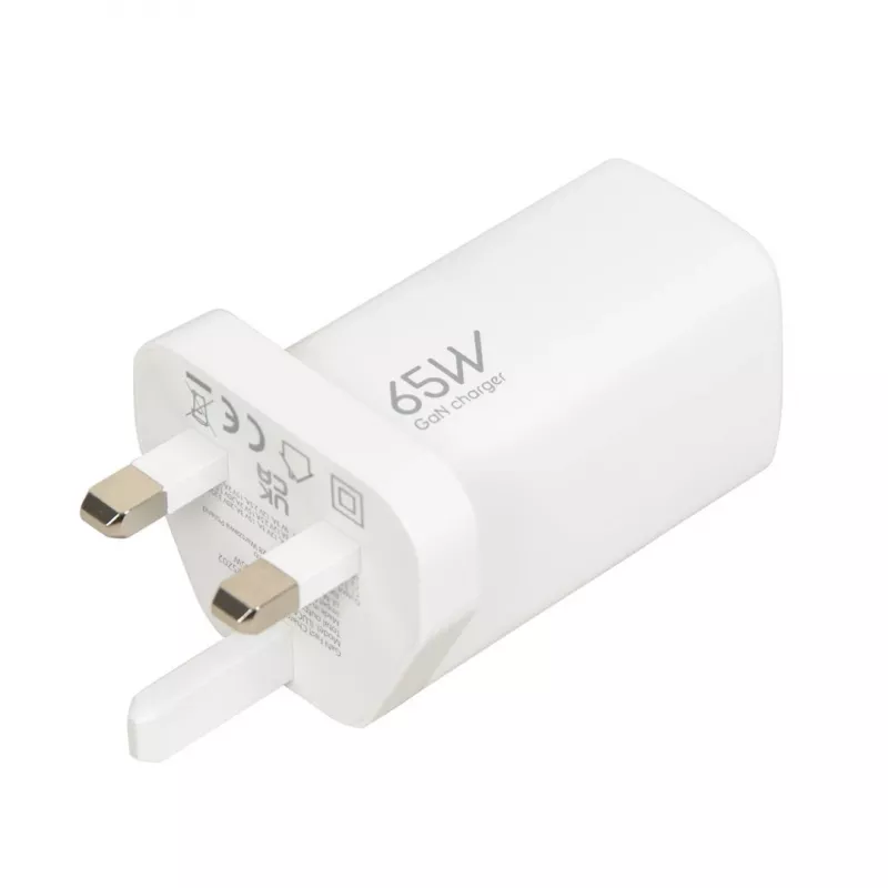 iBOX C-65 Balts, GaN 65W universāls lādētājs ar UK kontaktdakšu